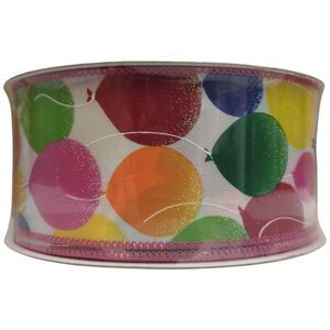 Member's Mark Premium Wired Edge Spring Ribbon, 2.5"x50Yds - Balloons